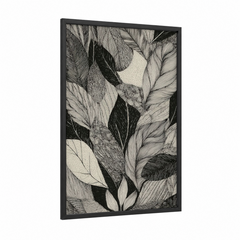 Abstract Leaf Study Black and White Wall Art