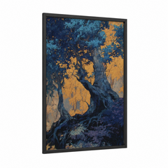 Ancient Olive Tree Golden Light Illustration Wall Art