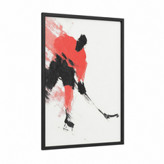 Abstract Ice Hockey Player Red Wall Art