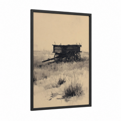 Abandoned Prairie Wagon Vintage Drawing Wall Art