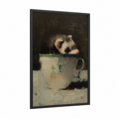 Adorable Ferret in Vintage Teacup Wall Art