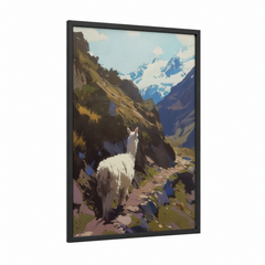 Alpine Alpaca Mountain Landscape Wall Art