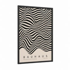 Abstract Geometric Wavy Lines Black White Wall Art