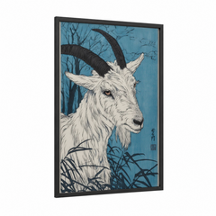 Alpine Goat Winter Woodblock Wall Art