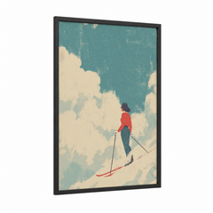 Alpine Skier Winter Mountain Landscape Wall Art