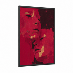 Abstract Theater Faces Red Gold Wall Art
