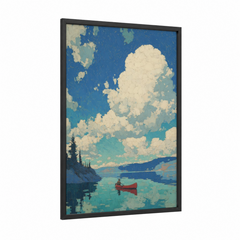 Alpine Lake Canoe Adventure Vintage Wall Art