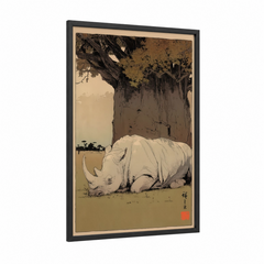 Ancient Rhino Under Baobab Tree Wall Art