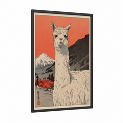 Alpine Alpaca Mountain Landscape Wall Art