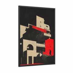Abstract Geometric Architecture Red Black Wall Art