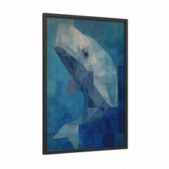 Abstract Sperm Whale Blue Ocean Wall Art