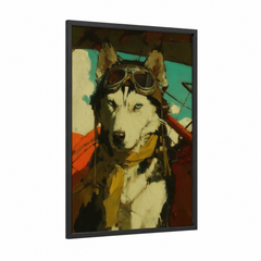Adventurous Husky Pilot with Aviator Goggles Wall Art