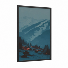 Alpine Village Dusk Winter Mountain Wall Art