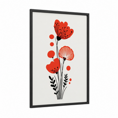 Abstract red flower wall art modern