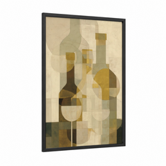 Abstract Cubist Wine Bottles Geometric Wall Art