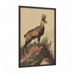 Alpine Ibex Mountain Wildlife Illustration Wall Art
