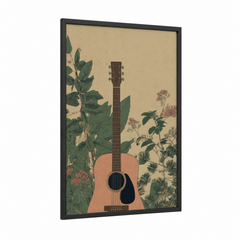 Acoustic Guitar Botanical Illustration Wall Art