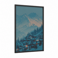 Alpine Village Winter Mountain Landscape Wall Art
