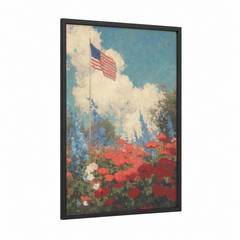 American Flag Patriotic Flowers Wall Art