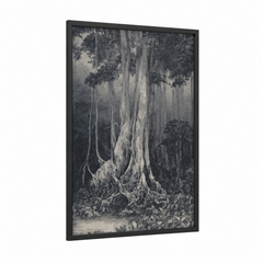 Ancient Banyan Tree Engraving Wall Art