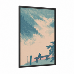 Alpine Snowboarder Mountain Landscape Wall Art