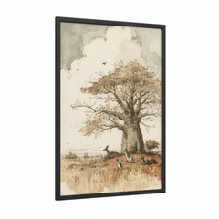 Ancient Baobab Tree Savanna Watercolor Wall Art