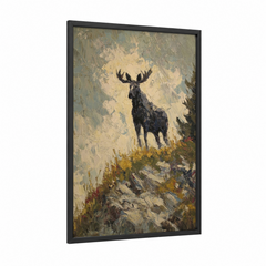Alpine Moose Wildlife Oil Painting Wall Art