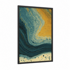 Abstract Liquid Gold and Teal Marble Wall Art