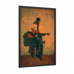 Acoustic Guitarist Vintage Oil Painting Wall Art