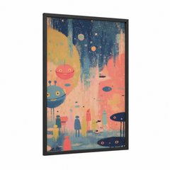 Alien Encounter Whimsical Sci-Fi Wall Art