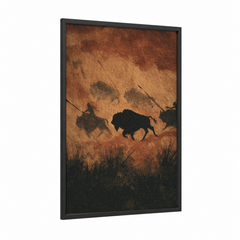 Ancient Hunt Cave Art Silhouette Wall Art