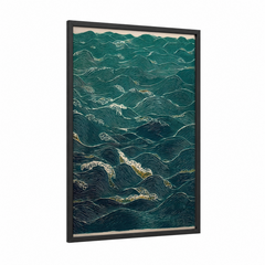 Abstract Ocean Waves Gold Line Wall Art