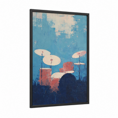 Abstract Drum Kit Blue Contemporary Wall Art
