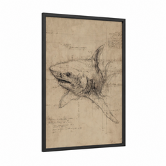 Anatomical Bull Shark Scientific Sketch Wall Art