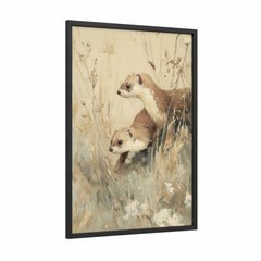 Alert Weasel Pair Watercolor Wall Art