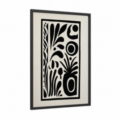 Abstract Botanical Geometry Black White Wall Art