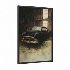 Abandoned Classic Car Vintage Garage Wall Art