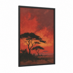 African Acacia Sunset Red Sky Wall Art