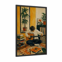 Acoustic Guitar Player Retro Interior Wall Art