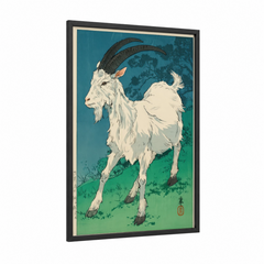 Alpine Goat Japanese Woodblock Wall Art