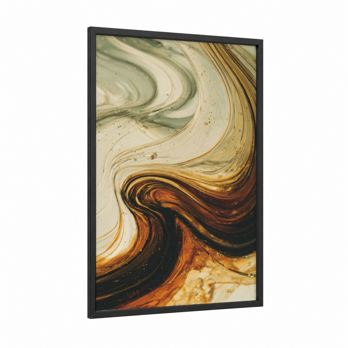 Amber Whiskey Swirl Abstract Wall Art