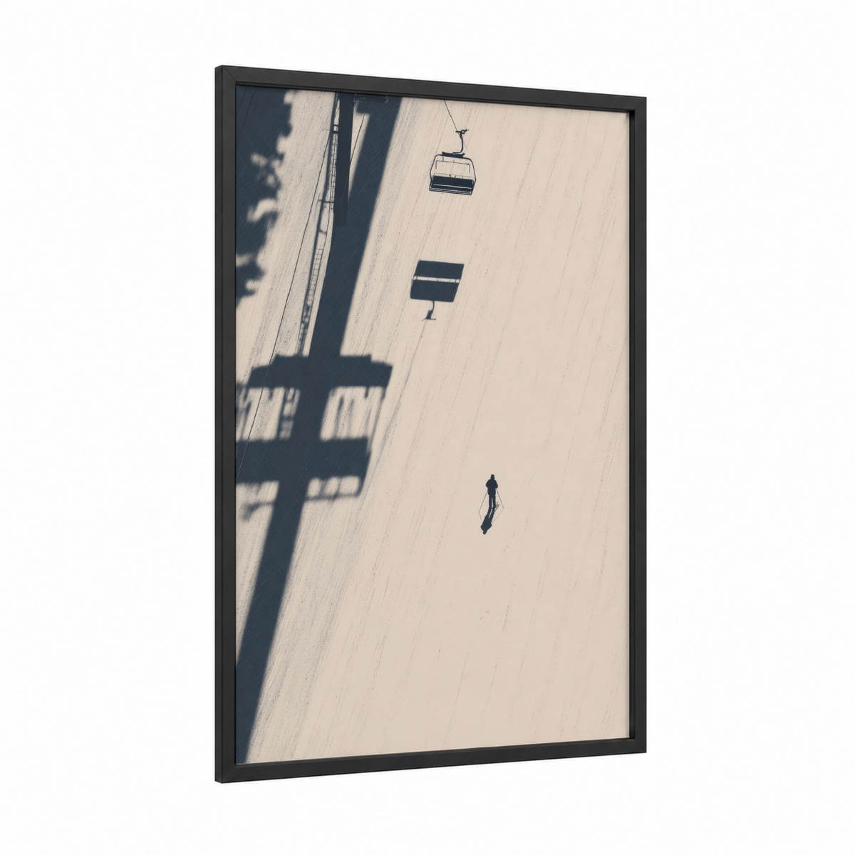 Aerial Skiing Snowy Mountain View Wall Art