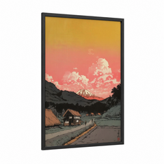 Alpine Village Sunset with Mountain Wall Art