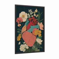 Anatomical Heart Floral Valentine Wall Art