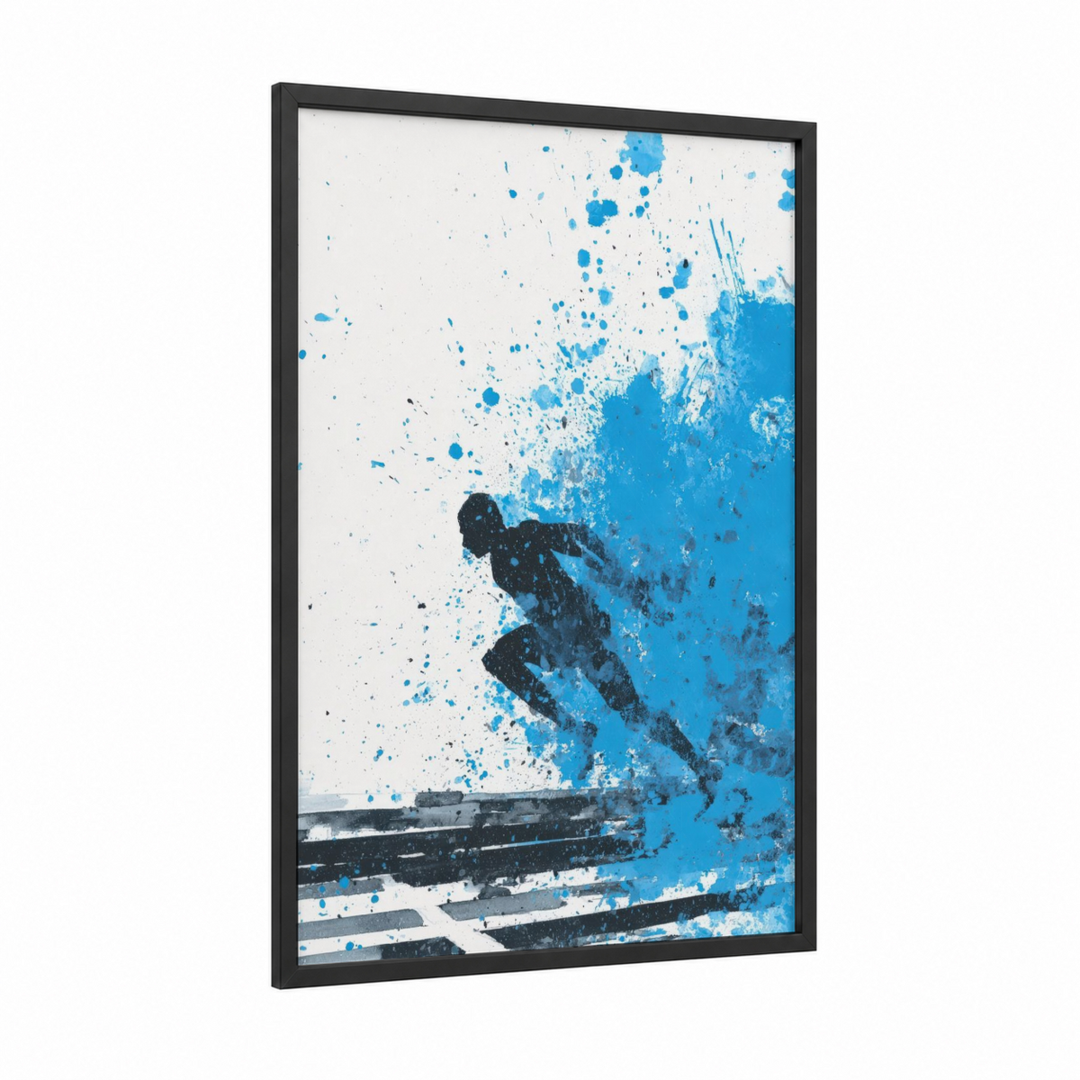 Abstract Runner Splatter Art Blue Wall Art