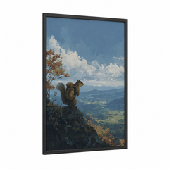 Adventurous Squirrel Mountain Landscape Wall Art