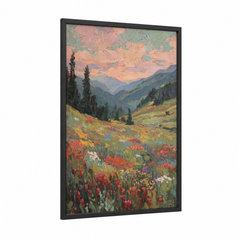 Alpine Wildflower Sunrise Mountain Valley Wall Art