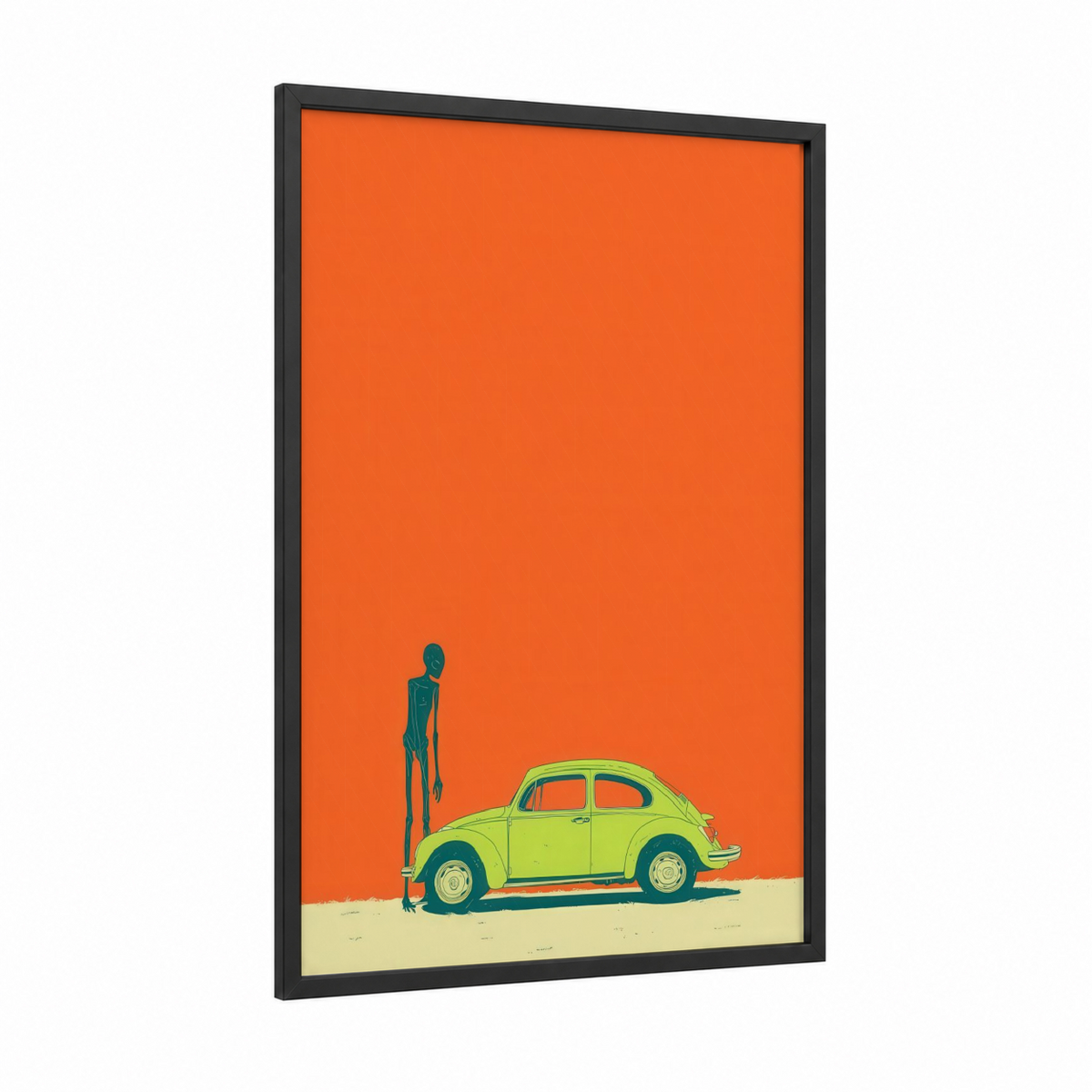 Alien Visitor Retro Sci-Fi Illustration Wall Art