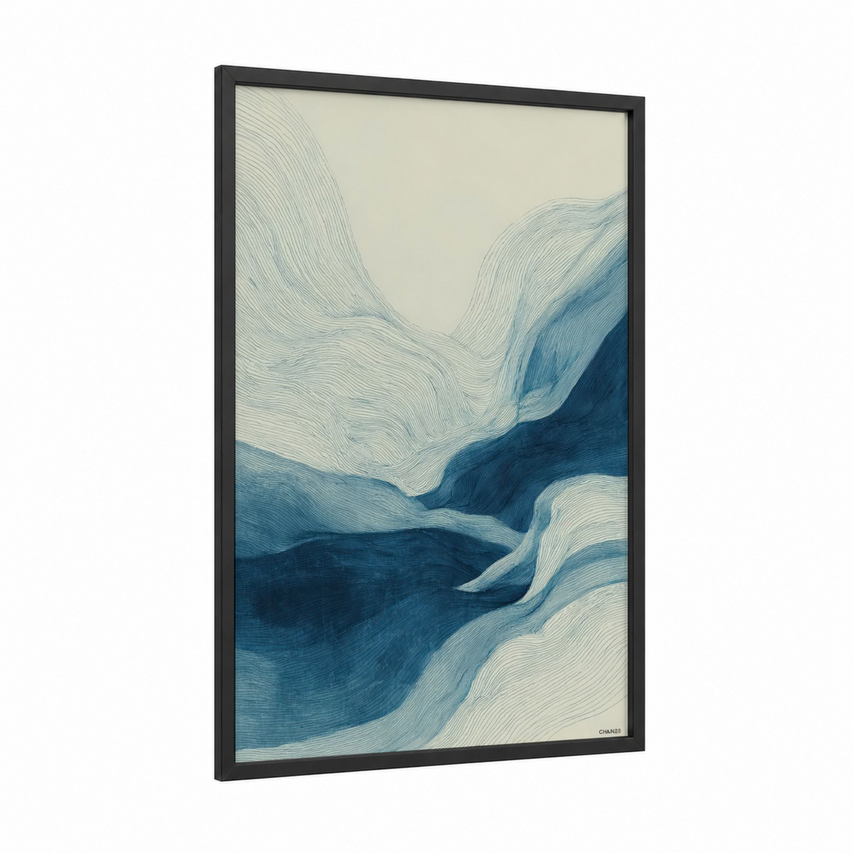 Abstract Flowing Movement Blue White Wall Art