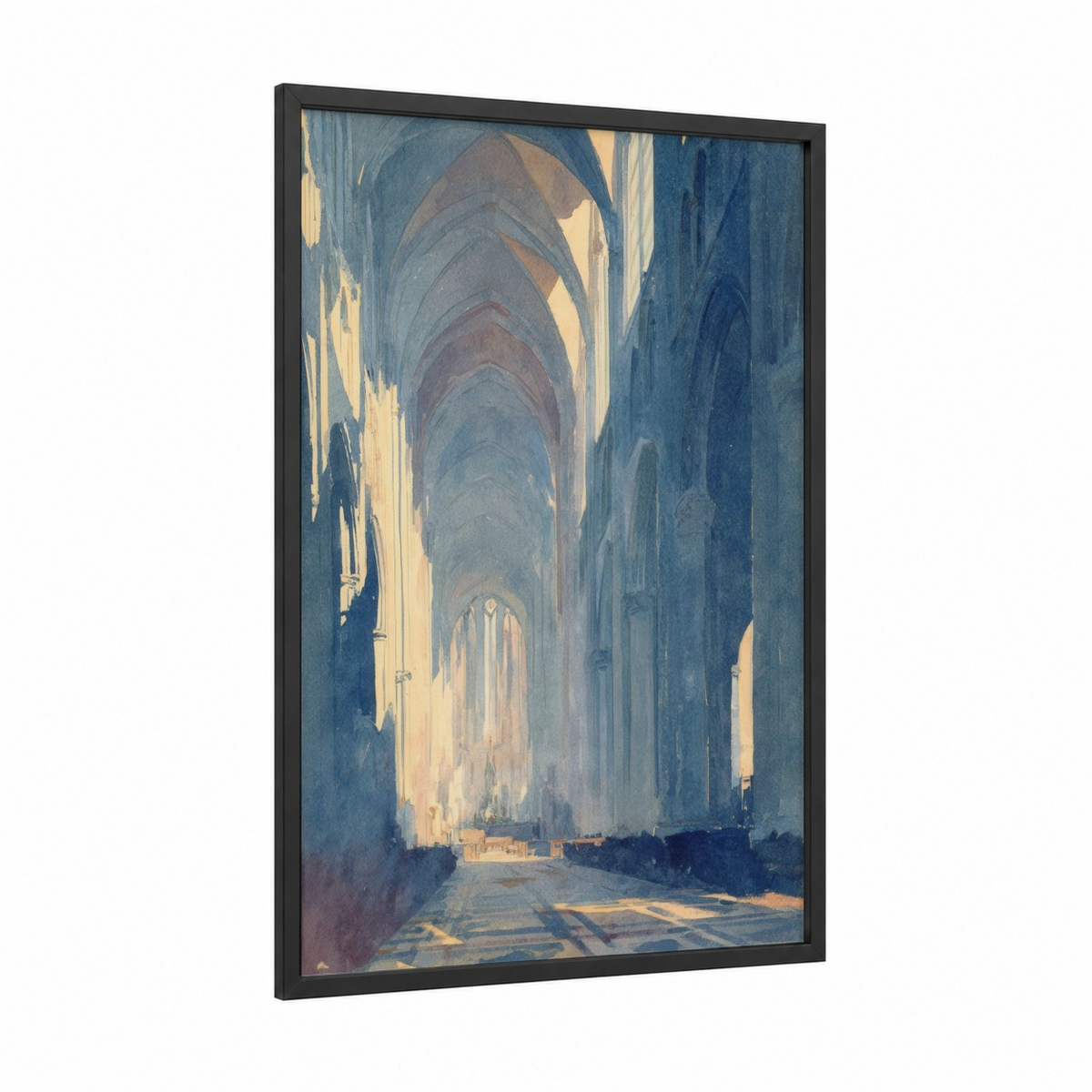 Amiens Cathedral Architectural Watercolor Wall Art